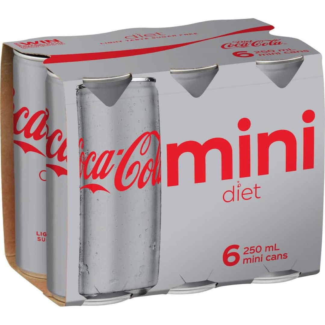 Coca Cola Soft Drink Diet 250ml cans 6pack