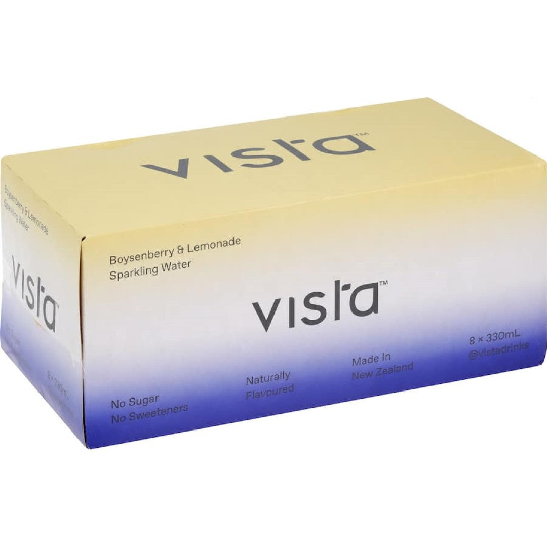 Vista Sparkling Water Boysenberry Lemonade 330ml cans 8pack