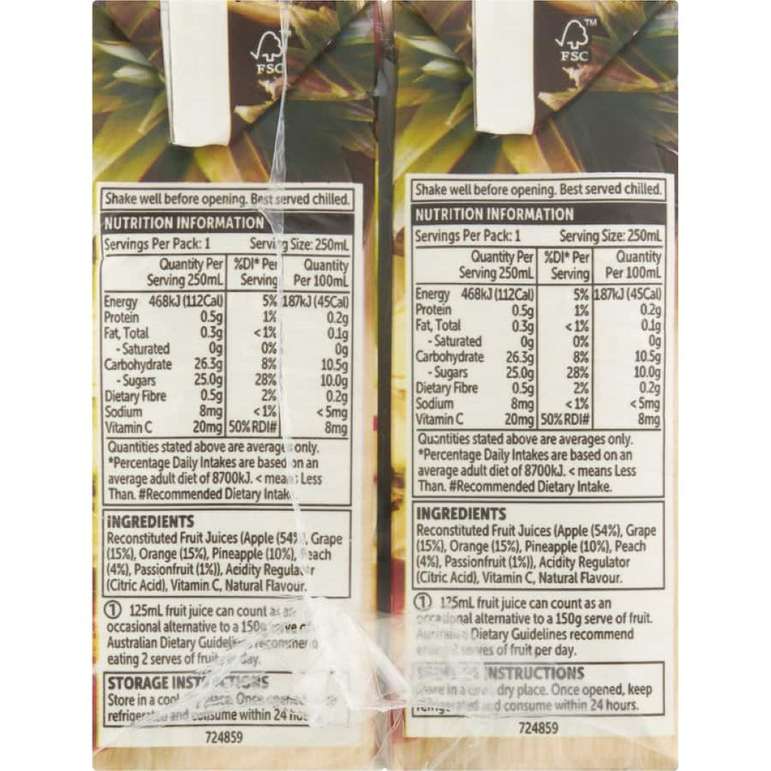 Woolworths Fruit Juice Tropical 250ml tetra pks 6pack
