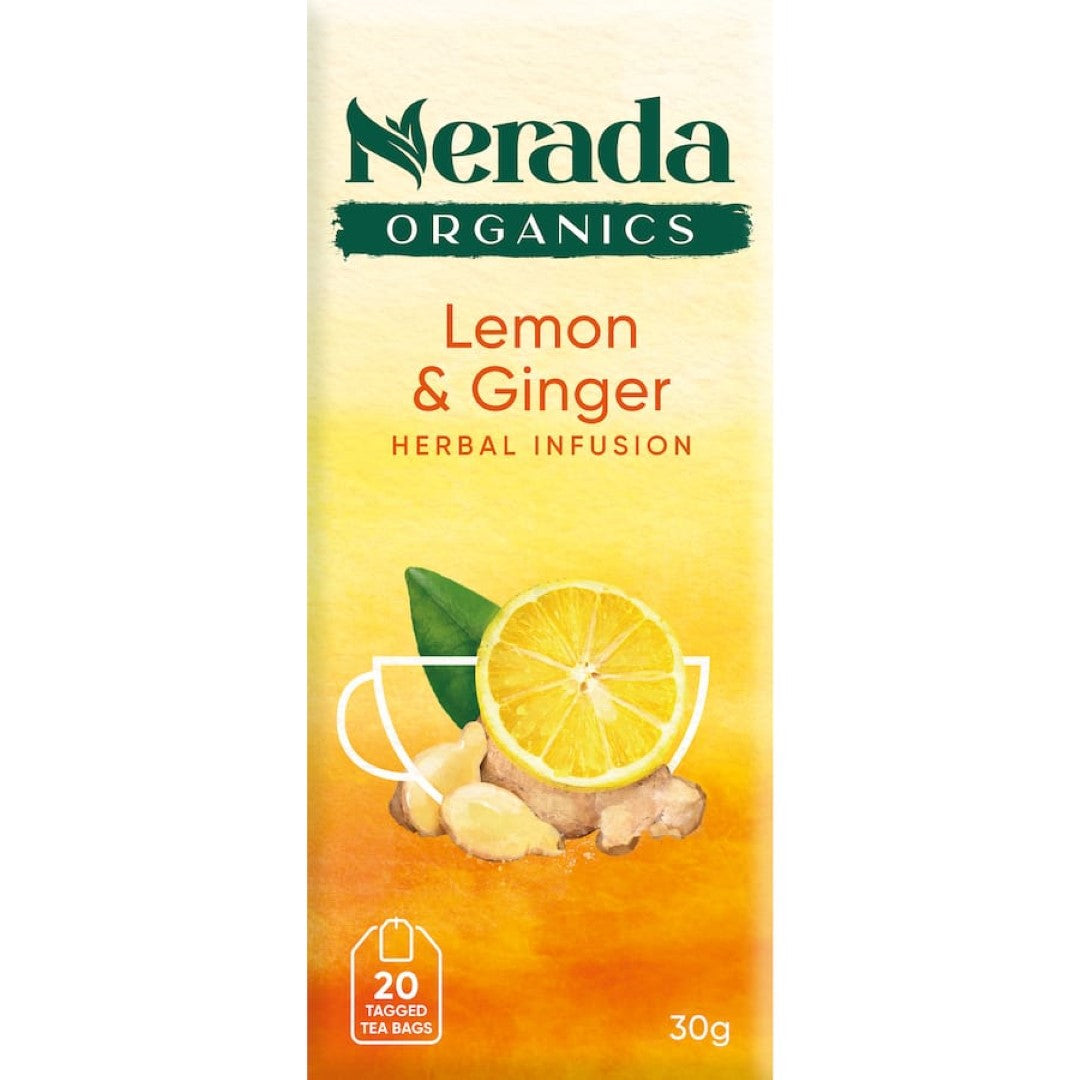 Nerada Organic Fruit Tea Lemon & Ginger Bags 20pack
