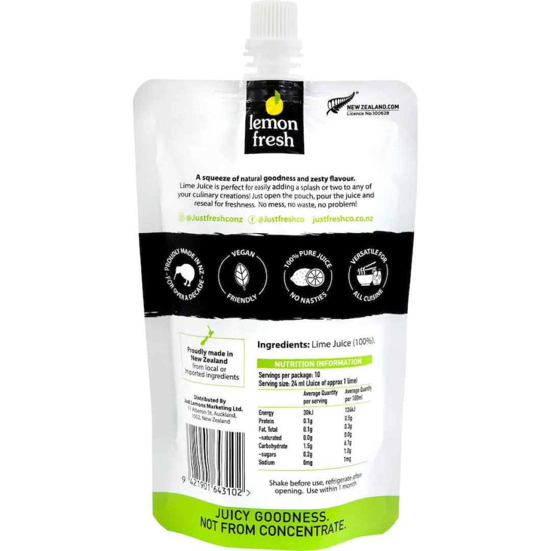 Lemon Fresh Squeezed Fruit Juice Lime Pouch 245mL