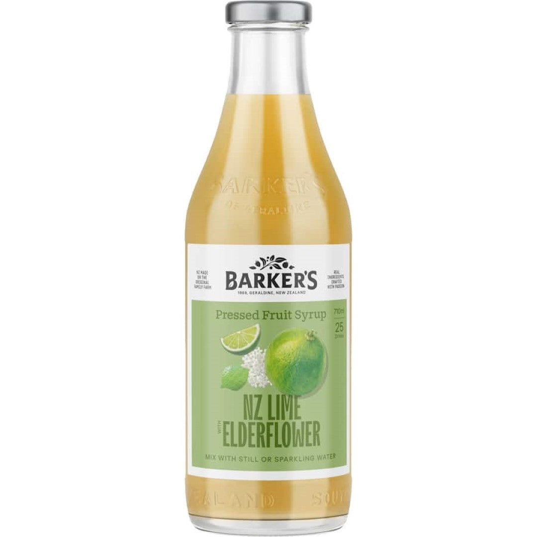 Barkers Fruit Syrup NZ Limes With Elderflower 710mL