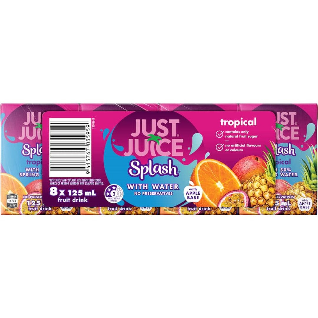 Just Juice Splash Fruit Drink Tropical 125ml 8pack
