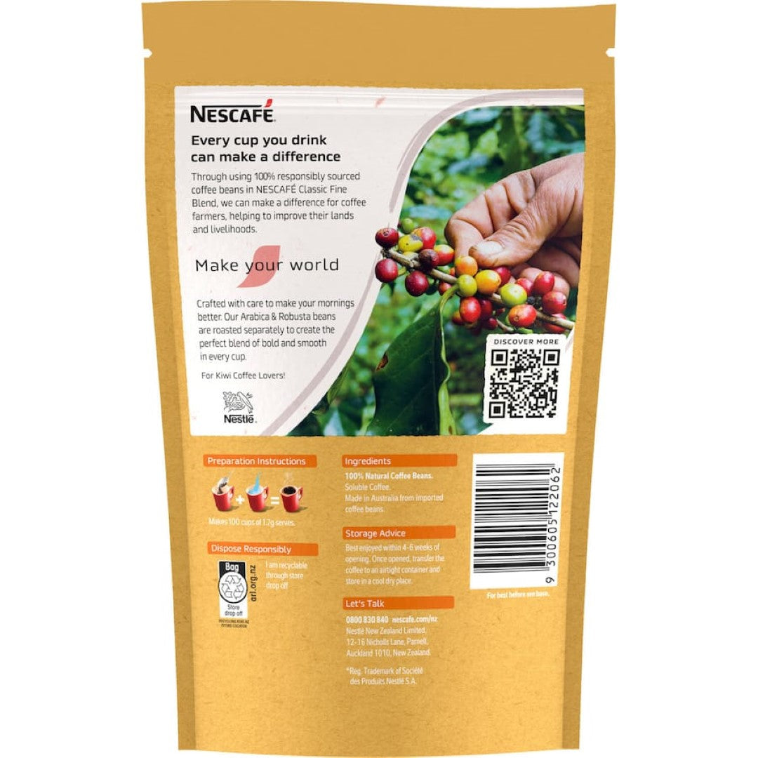 Nescafé Classic Fine Blend Instant Coffee  Pouch 170g