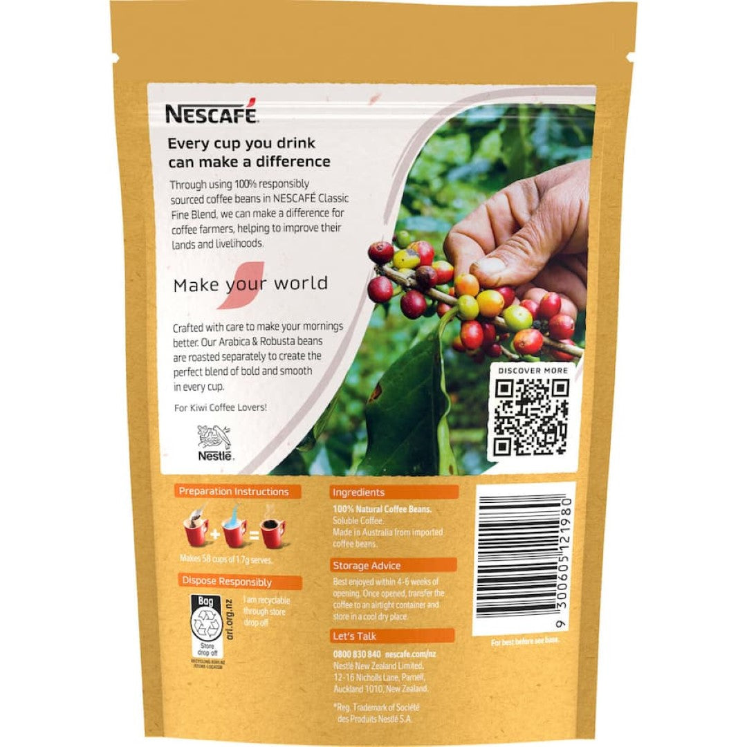 Nescafé Classic Fine Blend Instant Coffee Pouch 100g