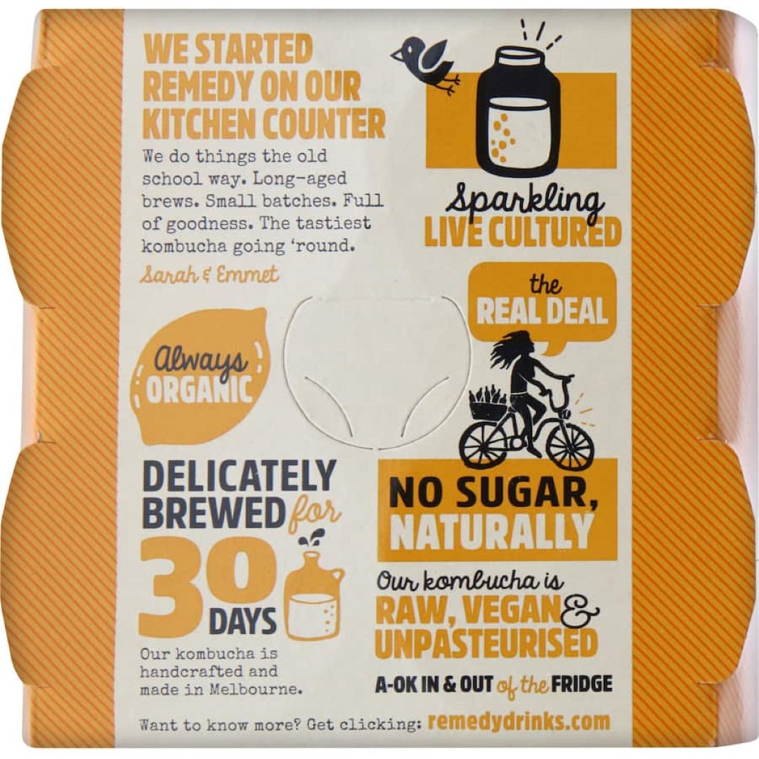 Remedy Kombucha Ginger Lemon 4 x 250mL