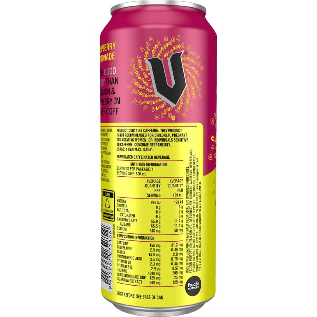 V Energy Drink Raspberry Lemonade 500mL