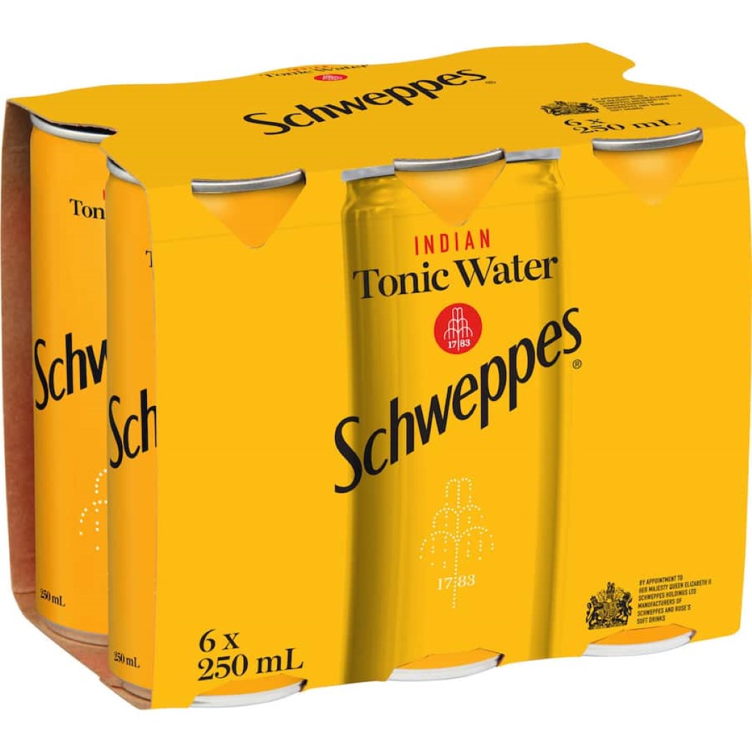Schweppes Drink Mixers Indian Tonic Water 250ml cans 6pack