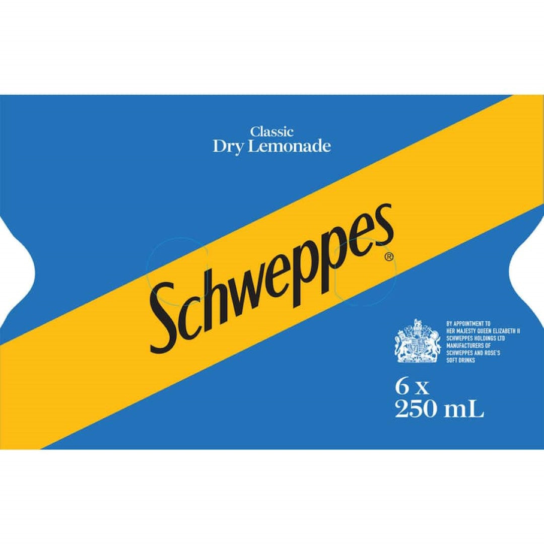 Schweppes Drink Mixers Dry Lemonade 250ml cans 6pack
