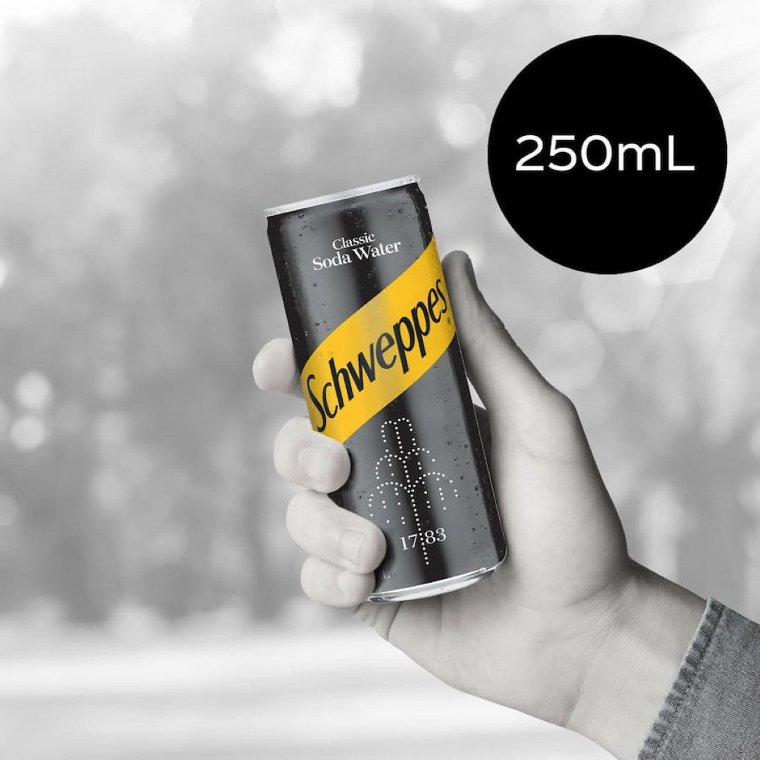 Schweppes Drink Mixers Soda Water 250ml cans 6pack