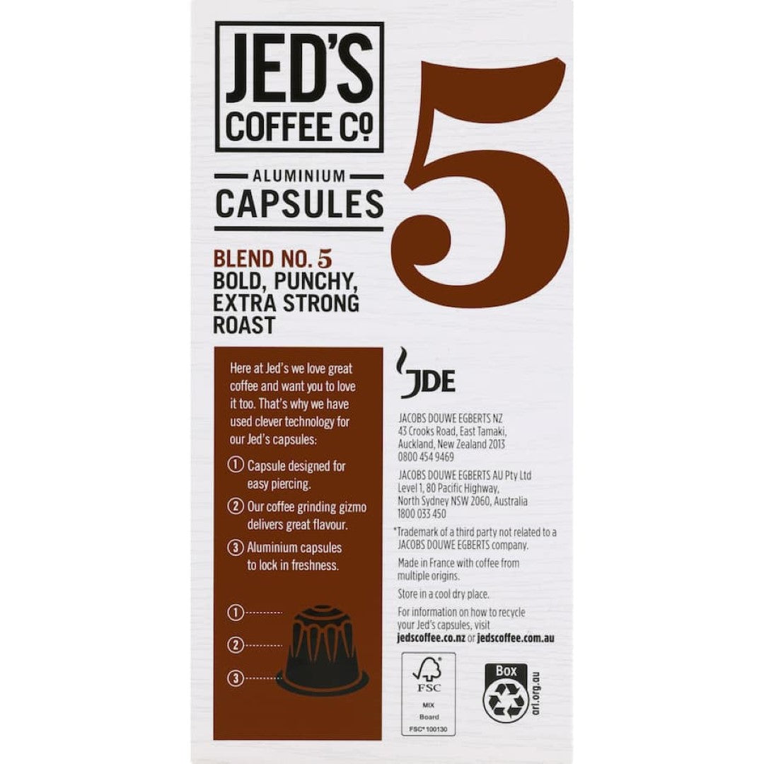 Jed's Coffee Capsules 5 Extra Strong 10pack