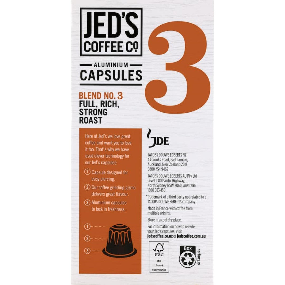 Jed's Coffee Capsules 3 Strong 10pack