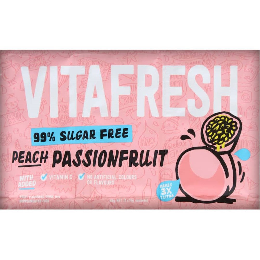 Vitafresh 99% Sugar Free Sachet Drink Mix Peach Passionfruit 150g 3pack