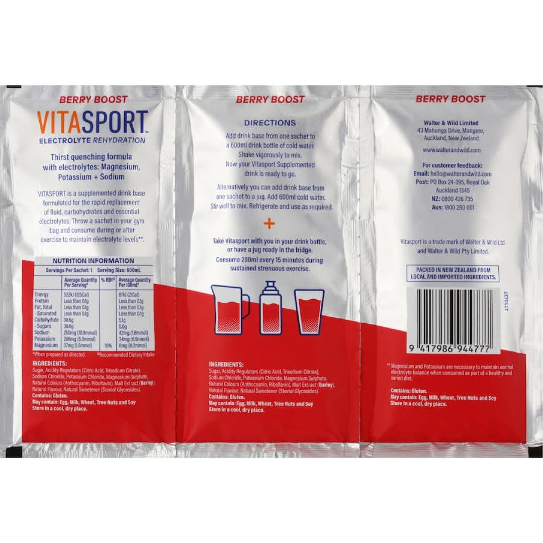 Vitasport Electrolyte Sachet Drink Mix Berry Boost 99g 3pack