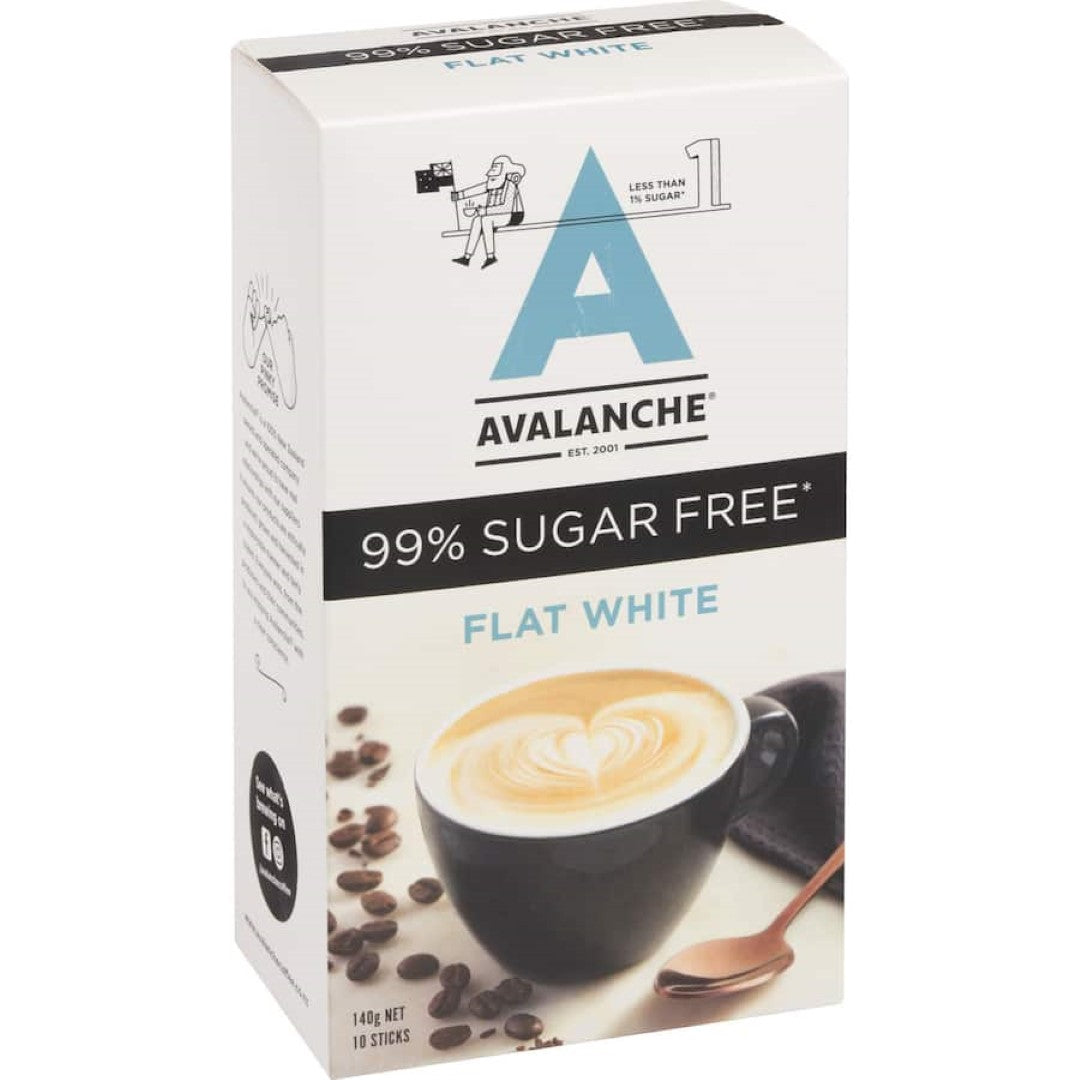 Avalanche Coffee Sachets 99% Sugar Free Flat White 10 pack 140g
