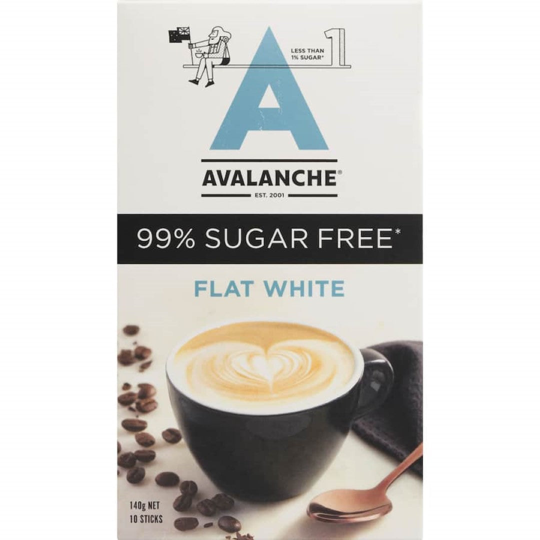 Avalanche Coffee Sachets 99% Sugar Free Flat White 10 pack 140g