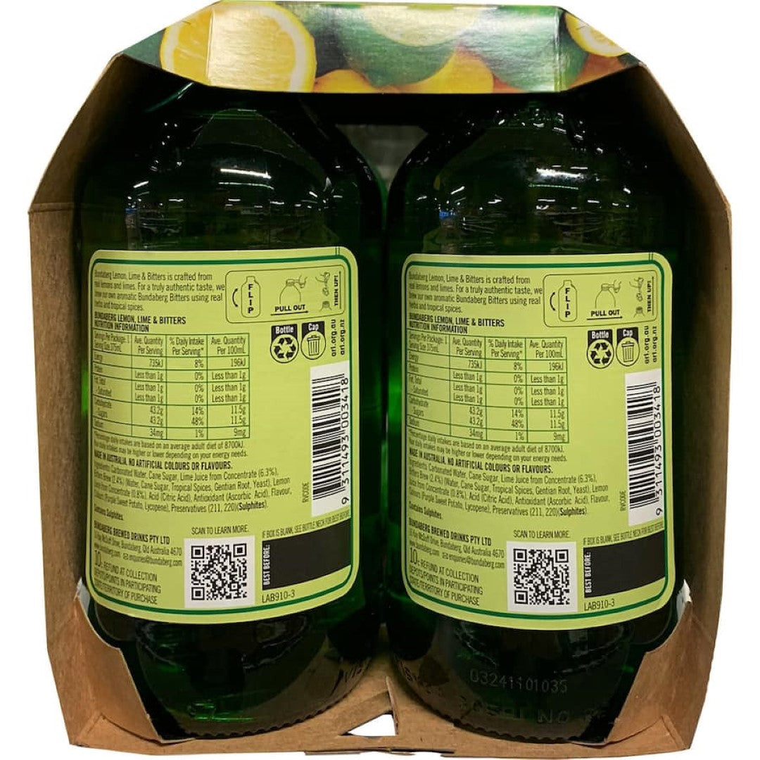 Bundaberg Lemon, Lime & Bitters 375ml bottles 4pack