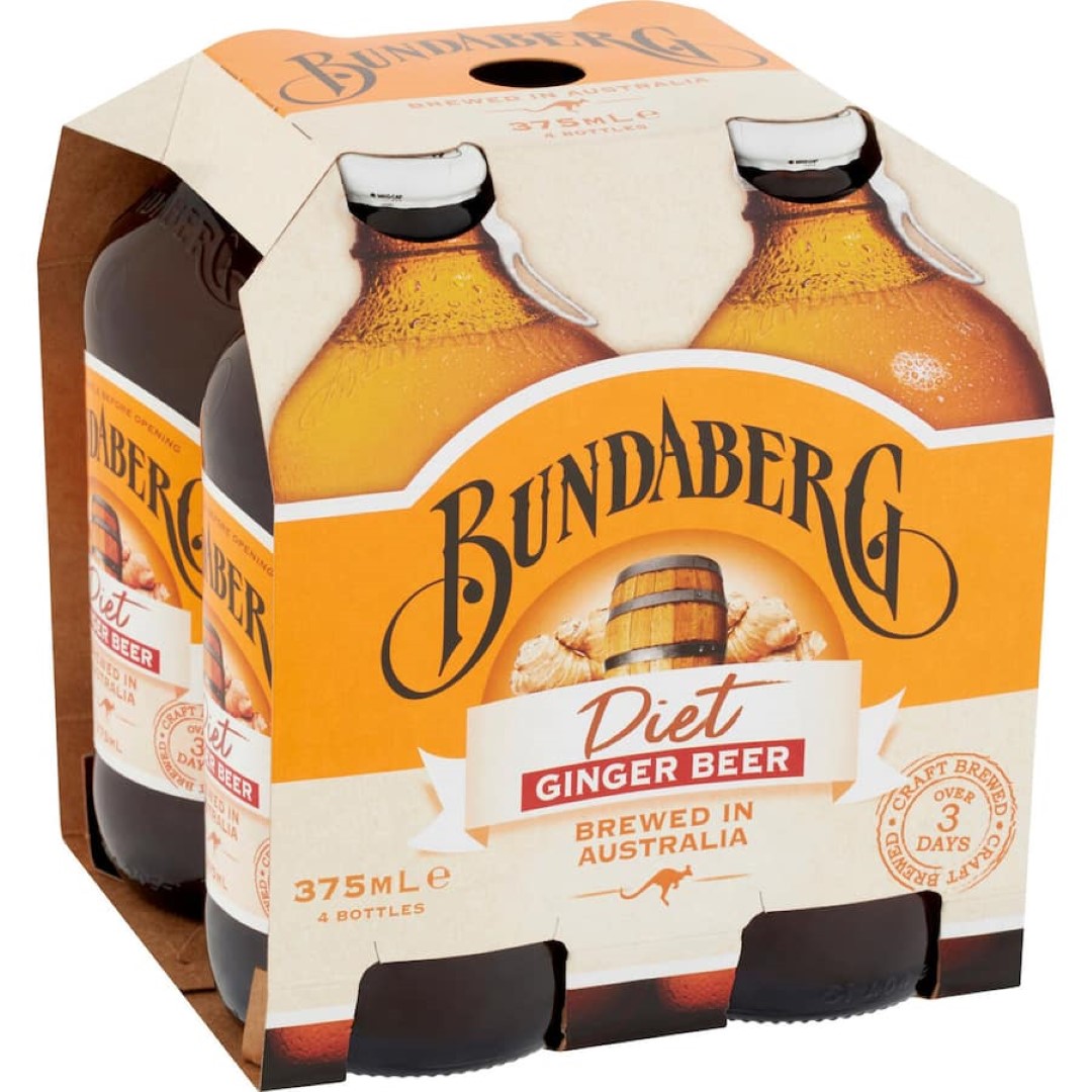 Bundaberg Ginger Beer Diet Bottle 4x375mL