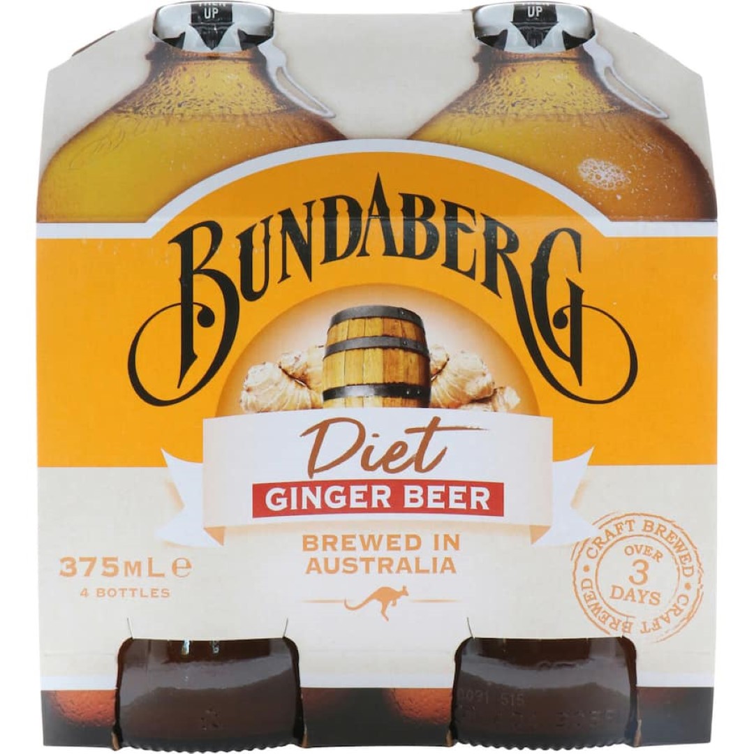 Bundaberg Ginger Beer Diet Bottle 4x375mL