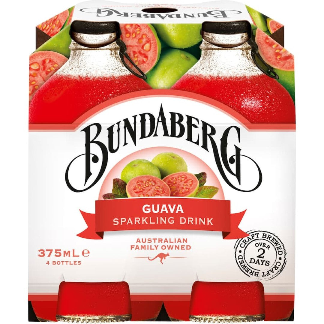Bundaberg Soft Drink Sparkling Guava 375ml bottles 4pack