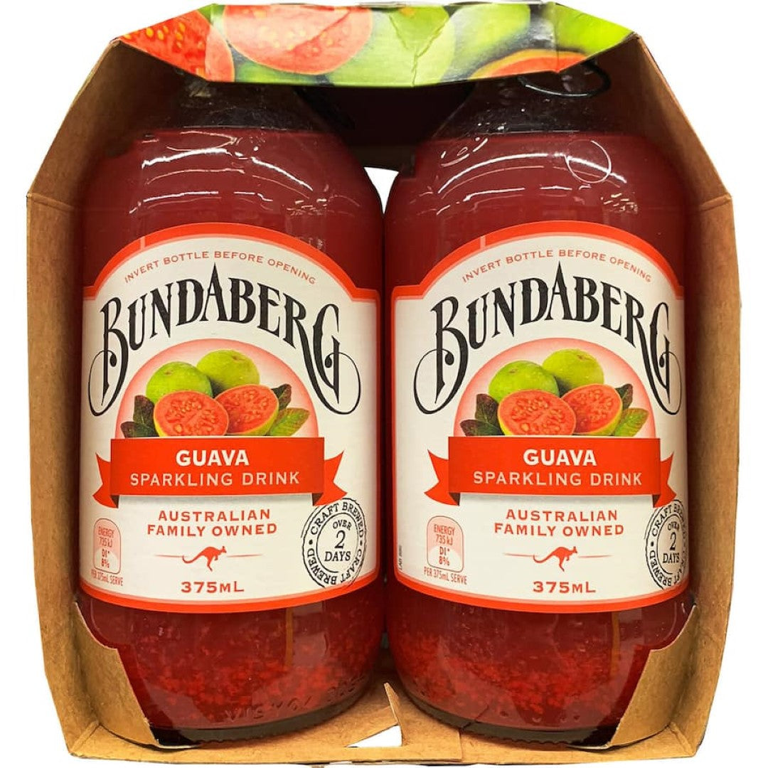 Bundaberg Soft Drink Sparkling Guava 375ml bottles 4pack