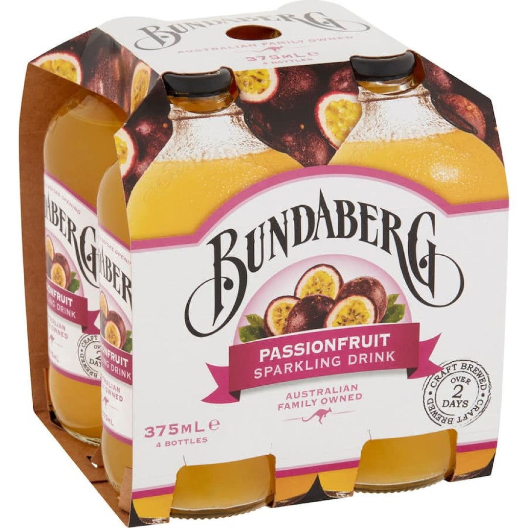 Bundaberg Soft Drink Sparkling Passionfruit 375ml bottles 4pack