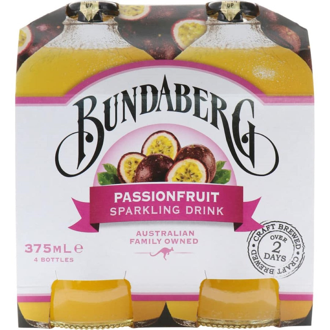 Bundaberg Soft Drink Sparkling Passionfruit 375ml bottles 4pack