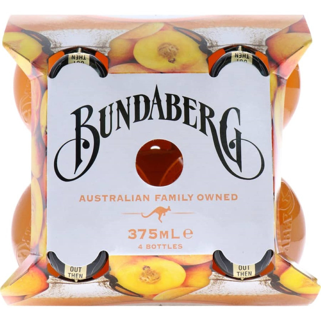 Bundaberg Soft Drink Sparkling Peach 375ml bottles 4pack
