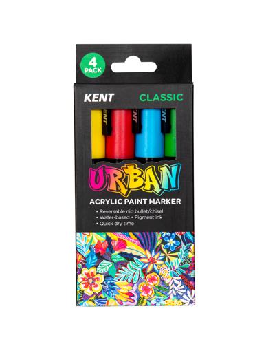 Kent Urban Acrylic Paint Marker Sets Medium - Classic Pack 4