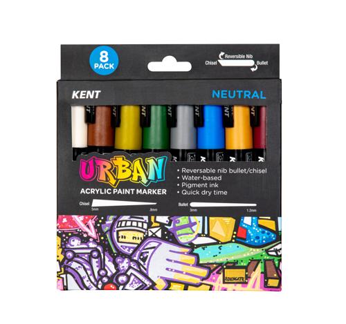 Kent Urban Acrylic Paint Marker Sets Medium - Neutral Pack 8