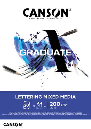 Canson Graduate Lettering Mixed Media Pads - 200gsm A4 20sht