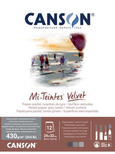 Canson Mi-Teintes Velvet Pads - Grey Tones 24 X 32cm
