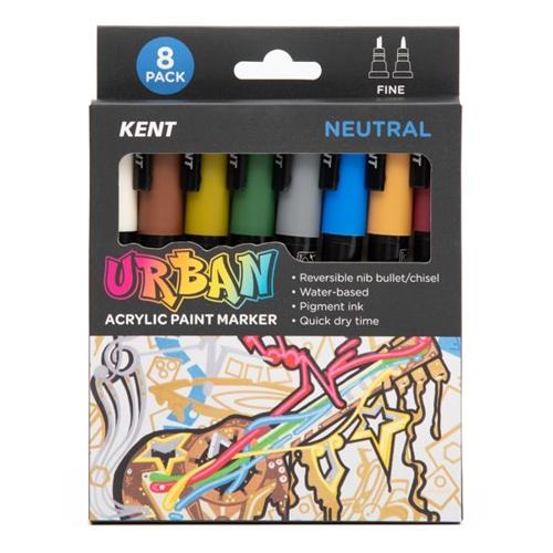 Kent Urban Acrylic Paint Marker Sets Fine - Neutral Pack 8