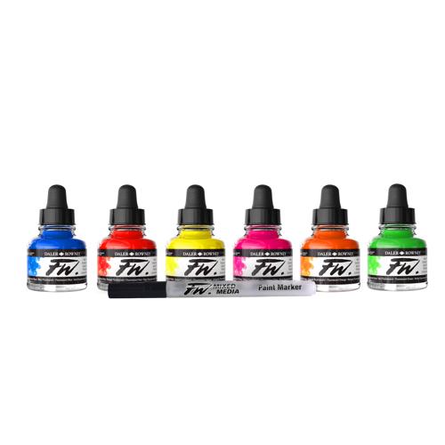 Daler Rowney FW Acrylic Ink Sets - Shimmering 6 X 29.5ml
