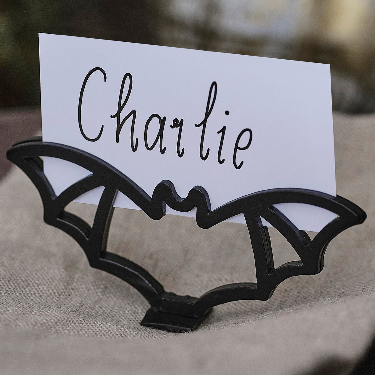 Place Card Holder - Deadly Soiree Metal Black Bat