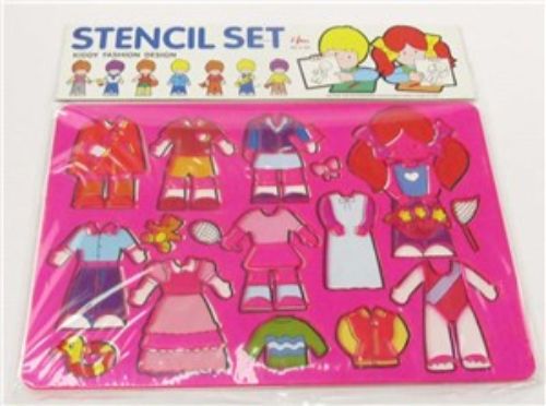 Fashion Design Stencil Set featuring nine retro clothing styles for easy creative projects and DIY fashion design.