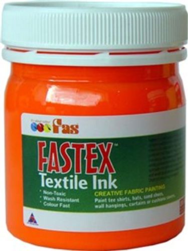 Fas Textile Ink 120ml in vibrant orange, ideal for lasting fabric printing and custom designs on various textiles.