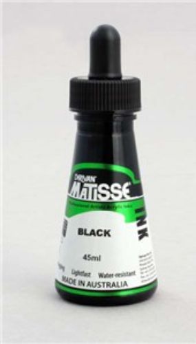 Matisse Ink 50ml Black: premium acrylic-based ink for professional artists, featuring intense pigmentation and water-resistant qualities.