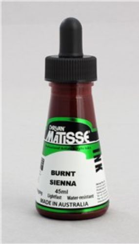 Matisse Ink 50ml in Burnt Sienna, a highly pigmented acrylic ink ideal for calligraphy, painting, and mixed media techniques.