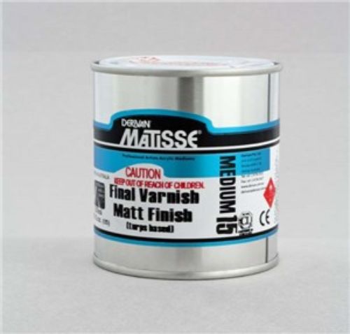 Matisse Mm15 250ml Matt Varnish T/B for acrylic and oil art, providing a hard, non-yellowing protective finish.