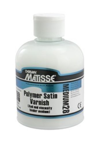 Matisse Mm28 250ml Polymer Satin Varnish for a durable, crystal-clear satin finish on acrylic artworks.