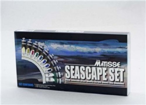 Matisse Set Seascape Colours: 10 vibrant 75ml tubes for creating stunning coastal artwork, ideal for all artists.
