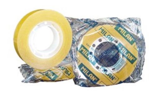 Milan Adhesive Tape 12mm x 33m, perfect for crafting and office use, offering strong, reliable adhesion and a transparent finish.