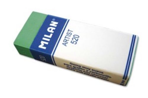 Milan Eraser 520 Plastic pack of 20, designed for artists, ensures clean erasing without damaging paper.