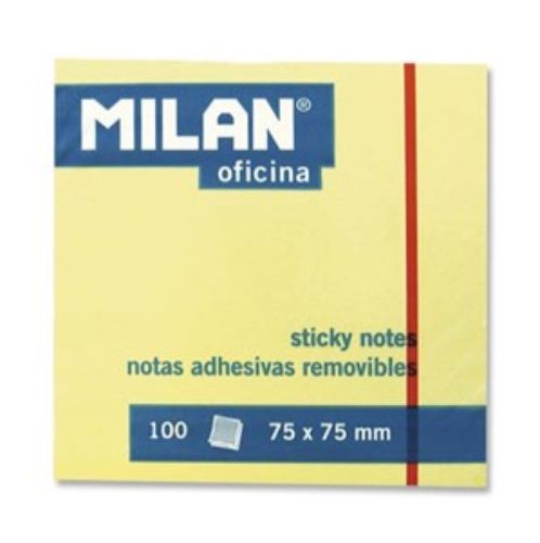 Vibrant yellow Milan Sticky Notes, 75x75 mm, perfect for reminders and ideas to enhance organization and productivity.