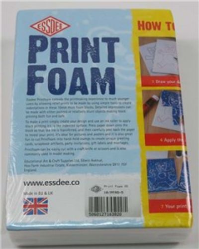 Essdee Print Foam A4 (5): 10mm thick, versatile foam for effortless block printing, ideal for beginners and kids.