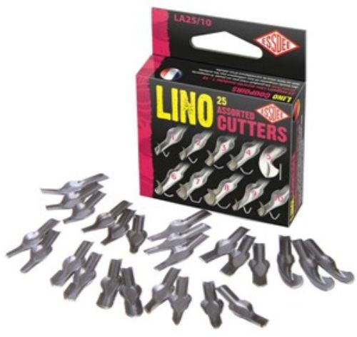 L10s Lino Cutter Set of 10 with high-carbon steel blades and ergonomic handle for precision in printmaking.
