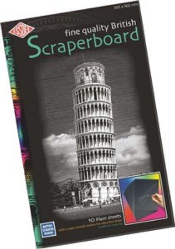 Black Scraperboard 502 x 305mm with matte surface, ideal for engraving and scratching intricate artwork.