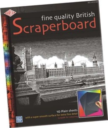 Black Scraperboard 610 x 502mm, ideal for scratch art, featuring a smooth surface for detailed designs and clean lines.