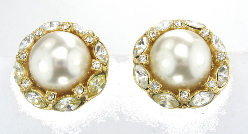 Earrings Diamante & Pearlarl